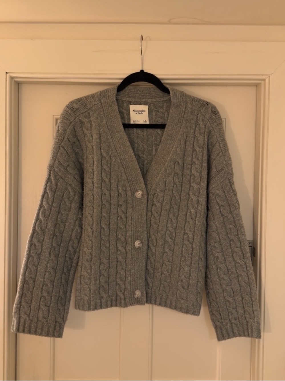 Gray Cable Knit Cardigan